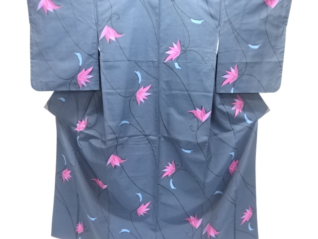 JAPANESE KIMONO / ANTIQUE KIMONO / WOVEN FLORAL ARABESQUE PATTERN / TA